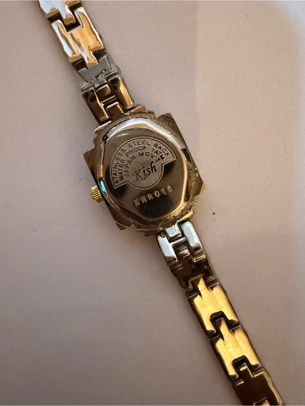 KISH Women's Silver-Tone Bracelet Watch with Pink Dial and Crystal Accents Vtg.
